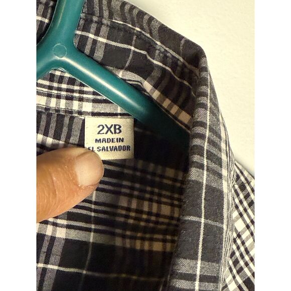 ROWM 2XB Black Plaid Long Sleeve Mens Shirt - Picture 6 of 8